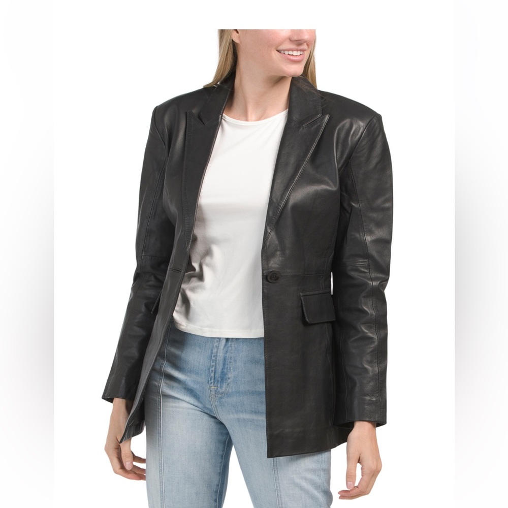 Bod & Christensen Leather Notch Leather Blazer
